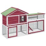 Vidaxl clapier rouge 185, 5x60, 5x109, 5 cm bois de pin massif