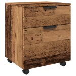 Vidaxl classeur mobile roues vieux bois 45x38x54 cm bois d'ingnierie