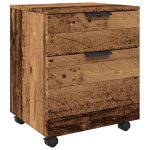 Vidaxl classeur mobile roues vieux bois 45x38x54 cm bois d'ing�nierie