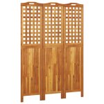 Vidaxl cloison de s�paration 3 panneaux 121, 5x2x180 cm bois d'acacia