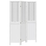 Vidaxl cloison de s�paration 3 panneaux blanc bois de paulownia massif