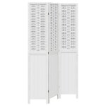 Vidaxl cloison de s�paration 3 panneaux blanc bois de paulownia massif