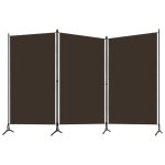 Vidaxl cloison de sparation 3 panneaux marron 260x180 cm