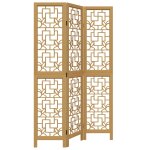 Vidaxl cloison de sparation 3 panneaux marron bois paulownia massif