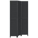 Vidaxl cloison de s�paration 3 panneaux noir bois de paulownia massif