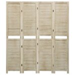 Vidaxl cloison de s�paration 4 panneaux 140x165 cm bois de paulownia