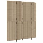 Vidaxl cloison de s�paration 4 panneaux beige r�sine tress�e