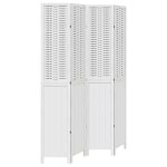 Vidaxl cloison de s�paration 4 panneaux blanc bois de paulownia massif