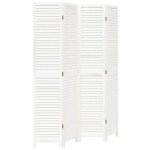 Vidaxl cloison de s�paration 4 panneaux blanc bois de paulownia massif
