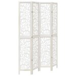 Vidaxl cloison de s�paration 4 panneaux blanc bois de paulownia massif