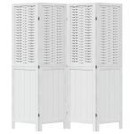 Vidaxl cloison de s�paration 4 panneaux blanc bois de paulownia massif