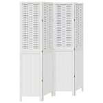 Vidaxl cloison de s�paration 4 panneaux blanc bois de paulownia massif