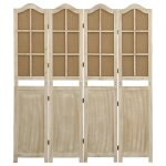 Vidaxl cloison de s�paration 4 panneaux marron 140x165 cm tissu