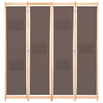 Vidaxl cloison de sparation 4 panneaux marron 160x170x4 cm tissu