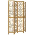 Vidaxl cloison de sparation 4 panneaux marron bois paulownia massif
