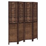 Vidaxl cloison de s�paration 4 panneaux marron fonc� paulownia massif