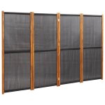 Vidaxl cloison de sparation 4 panneaux noir 280x180 cm