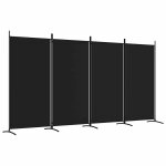 Vidaxl cloison de s�paration 4 panneaux noir 346x180 cm tissu