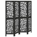 Vidaxl cloison de s�paration 4 panneaux noir bois de paulownia massif