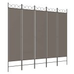 Vidaxl cloison de s�paration 5 panneaux anthracite 200x220 cm tissu