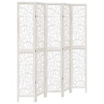 Vidaxl cloison de s�paration 5 panneaux blanc bois de paulownia massif