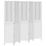 Vidaxl cloison de s�paration 5 panneaux blanc bois de paulownia massif