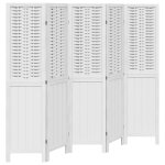 Vidaxl cloison de s�paration 5 panneaux blanc bois de paulownia massif