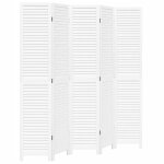 Vidaxl cloison de s�paration 5 panneaux blanc bois de paulownia massif