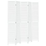 Vidaxl cloison de s�paration 5 panneaux blanc bois de paulownia massif