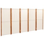 Vidaxl cloison de sparation 5 panneaux blanc crme 350x180 cm