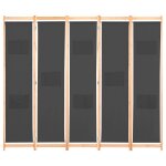 Vidaxl cloison de sparation 5 panneaux gris 200 x 170 x 4 cm tissu