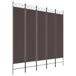 Vidaxl cloison de s�paration 5 panneaux marron 200x200 cm tissu