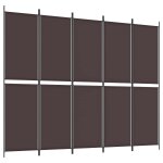 Vidaxl cloison de s�paration 5 panneaux marron 250x200 cm tissu