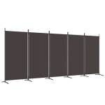 Vidaxl cloison de s�paration 5 panneaux marron 433x180 cm tissu