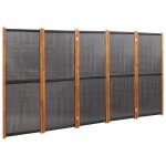 Vidaxl cloison de sparation 5 panneaux noir 350x180 cm