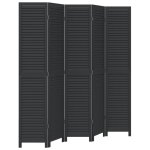 Vidaxl cloison de sparation 5 panneaux noir bois de paulownia massif