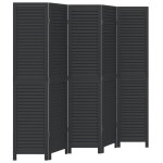 Vidaxl cloison de sparation 5 panneaux noir bois de paulownia massif