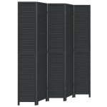 Vidaxl cloison de sparation 5 panneaux noir bois de paulownia massif