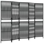 Vidaxl cloison de s�paration 5 panneaux noir r�sine tress�e