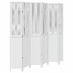 Vidaxl cloison de s�paration 6 panneaux blanc bois de paulownia massif