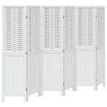 Vidaxl cloison de s�paration 6 panneaux blanc bois de paulownia massif
