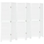 Vidaxl cloison de s�paration 6 panneaux blanc bois de paulownia massif