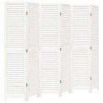 Vidaxl cloison de s�paration 6 panneaux blanc bois de paulownia massif