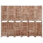 Vidaxl cloison de séparation 6 panneaux marron 210x165 cm paulownia Vidaxl cloison de séparation 6 panneaux marron 210x165 cm paulownia