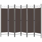 Vidaxl cloison de s�paration 6 panneaux marron 240x180 cm