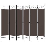 Vidaxl cloison de s�paration 6 panneaux marron 240x180 cm