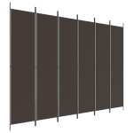 Vidaxl cloison de sparation 6 panneaux marron 300x220 cm tissu