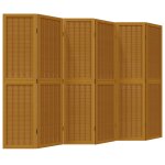 Vidaxl cloison de s�paration 6 panneaux marron bois paulownia massif