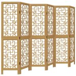 Vidaxl cloison de s�paration 6 panneaux marron bois paulownia massif