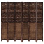 Vidaxl cloison de s�paration 6 panneaux marron fonc� paulownia massif